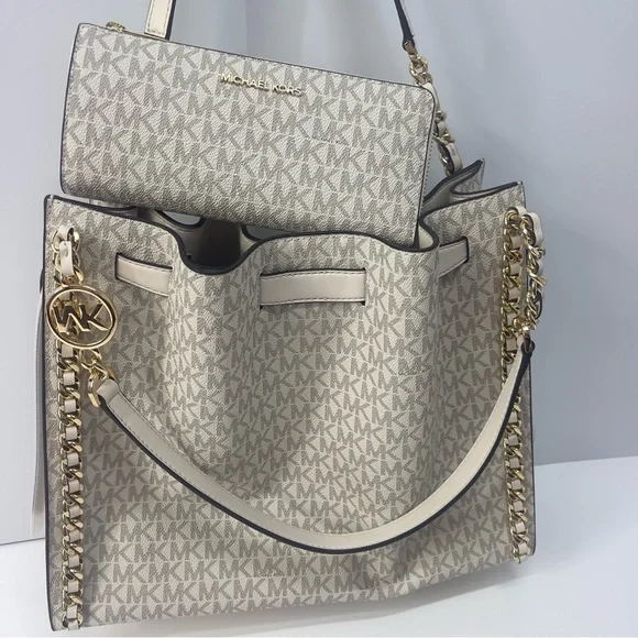 Michael Kors Mina Large & Wallet Light Cream Multi - Picture 13 of 14